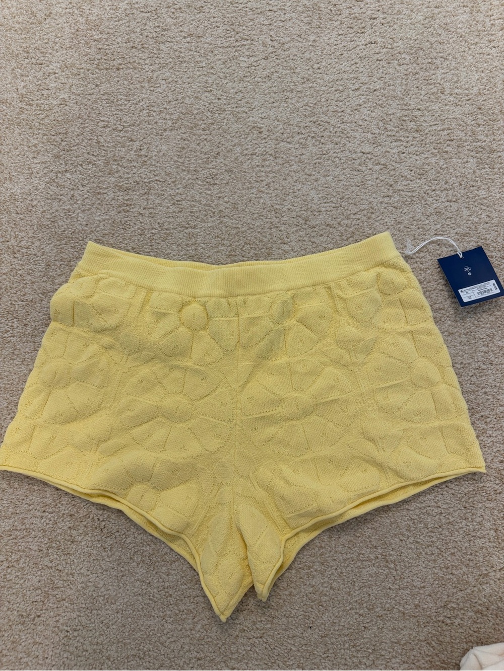 Roller Rabbit Yellow Knit High-Waist Lounge Shorts